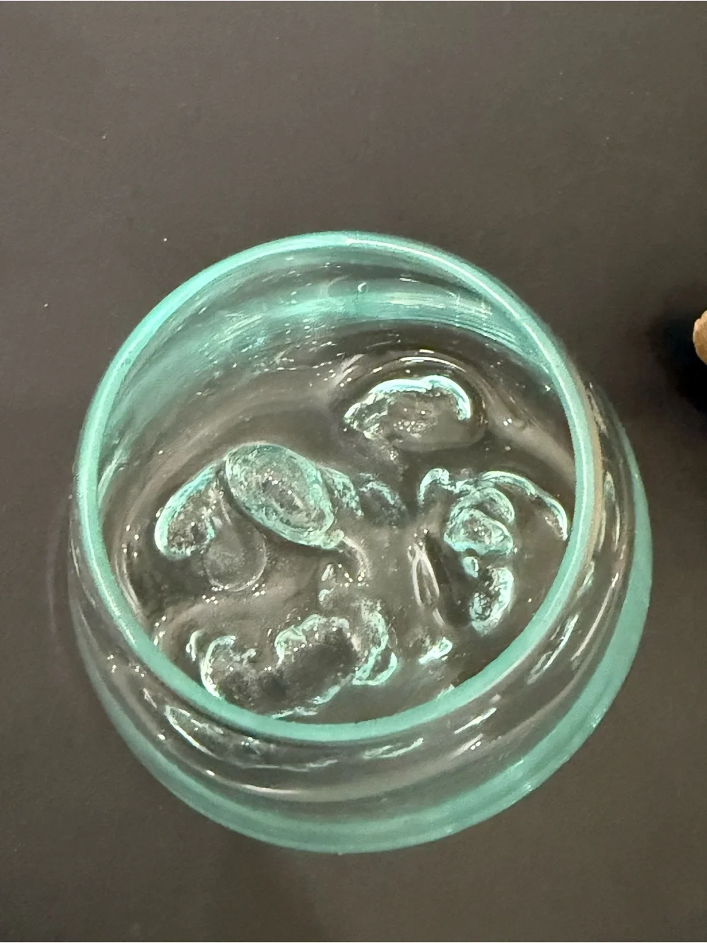 Handcrafted Molten Glass Vase Bowl on Custom Molded Organic Teak Driftwood Base